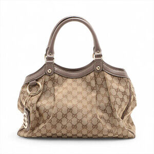 Gucci Gg Canvas X Leather Hand Bag #238586G45B